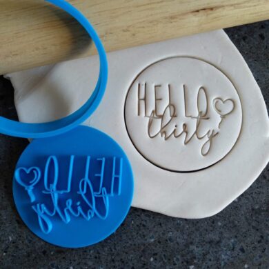 Hello Thirty 30th Birthday Cookie Fondant Stamp & Cutters