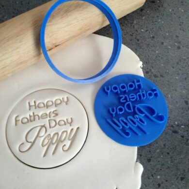 Happy Fathers Day Poppy Cookie Fondant Embosser Stamp and Cutter