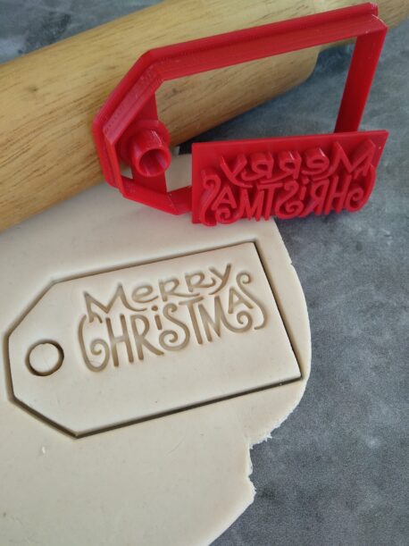 DIY Merry Christmas Gift Tag Cookie Fondant Embosser Stamp & Cutter