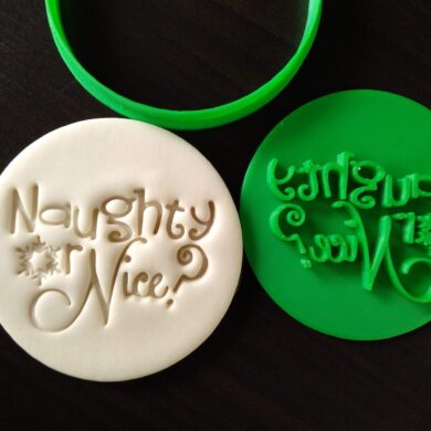 Naughty or Nice? Christmas Xmas Cookie Fondant Embosser Stamp & Cutter