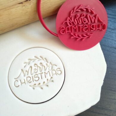 Merry Christmas (Style 2) Cookie Fondant Embosser Stamp & Cutter