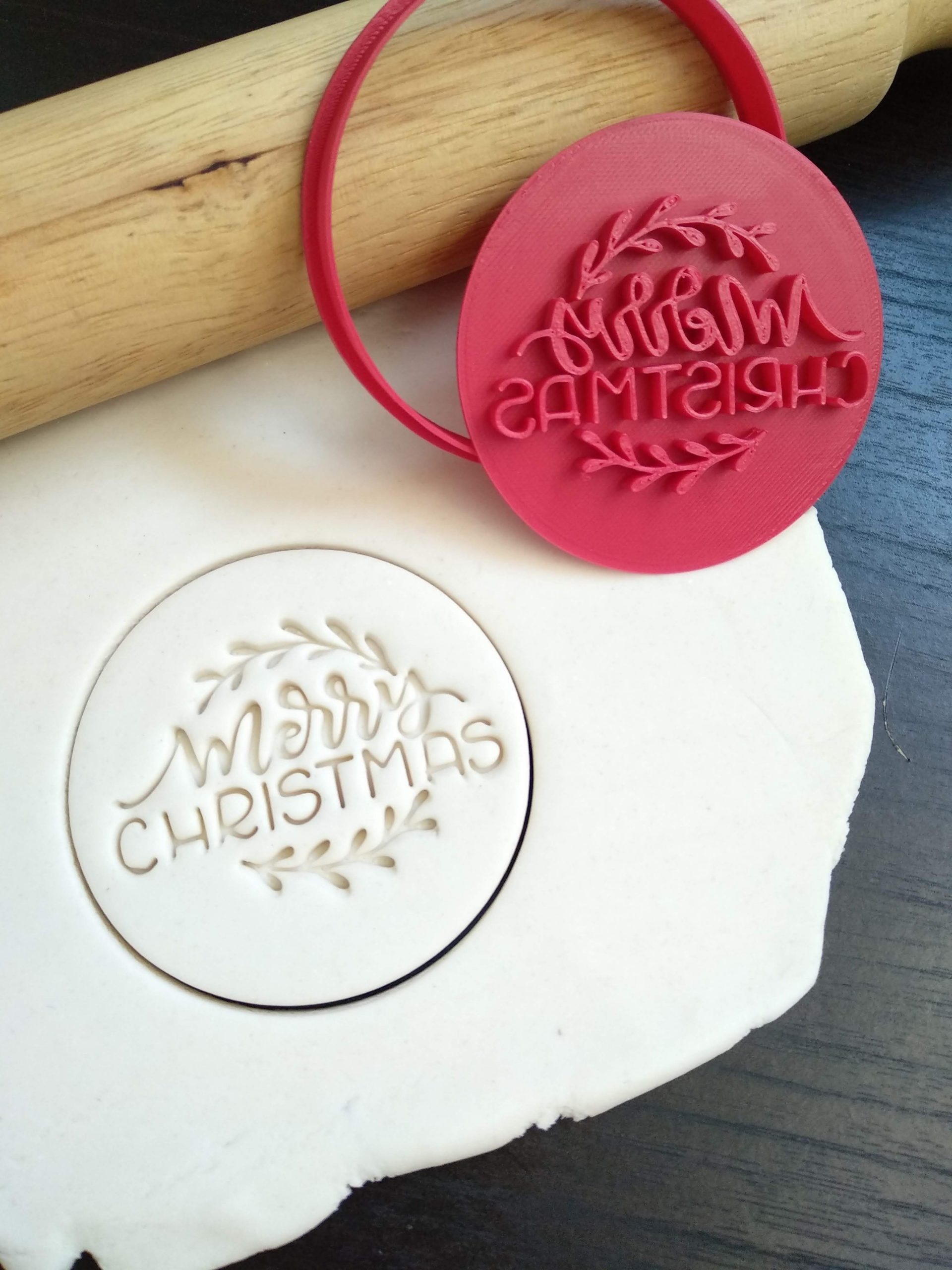 Merry Christmas Fondant Embosser Cookie Stamp Embossing Stamp