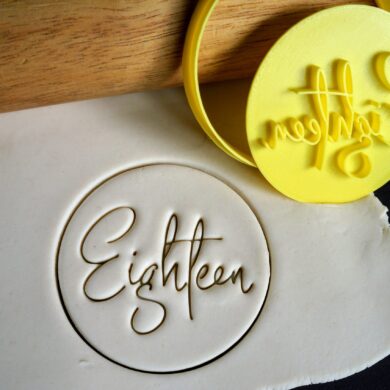 Eighteen / 18th Birthday Cookie Fondant Embosser Stamp and Cutter