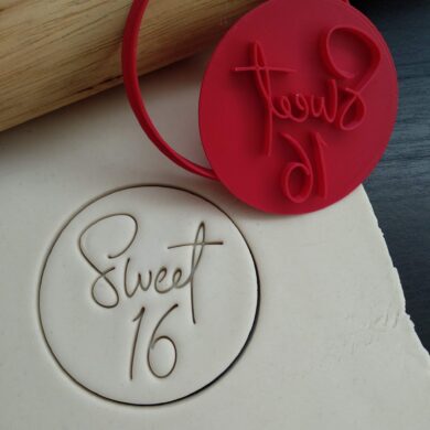 Sweet Sixteen / Happy 16th Birthday Cookie Fondant Embosser Stamp and Cutter