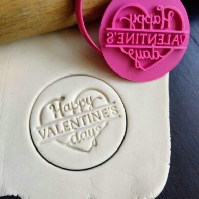 Happy Valentines Day Cookie Fondant Embosser Stamp and Cutter