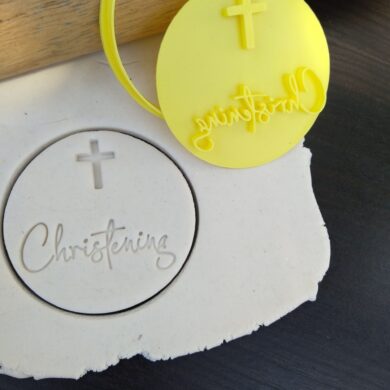 Christening with Cross Cookie Fondant Embosser Stamp and Cutter