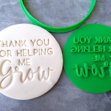 Thank you for helping me Grow / Teachers Gift Fondant Embosser Stamp and Cutter
