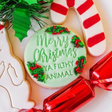 Merry Christmas Ya Filthy Animal Cookie Fondant Stamp Embosser & Cutter