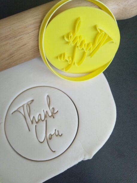 Thank You (Style 3) Cookie Fondant Embosser Stamps and Cutter