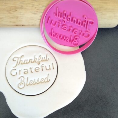 Thankful Grateful Blessed Cookie Fondant Embosser Stamps and Cutter