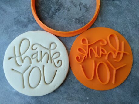 Thank You (Style 4) Cookie Fondant Embosser Stamps and Cutter