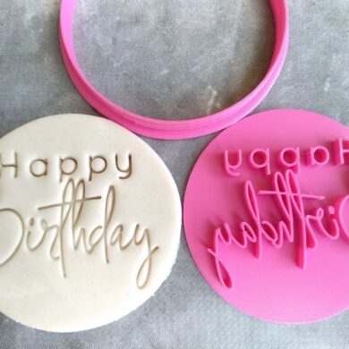 Happy Birthday (Style 4) Cookie Fondant Embosser Stamp & Cutter