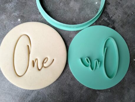 One 1st Birthday Cookie Fondant Stamp & Cutter