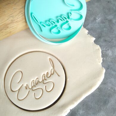 Engaged (Style 2) Cookie Fondant Embosser Stamp and Cutter
