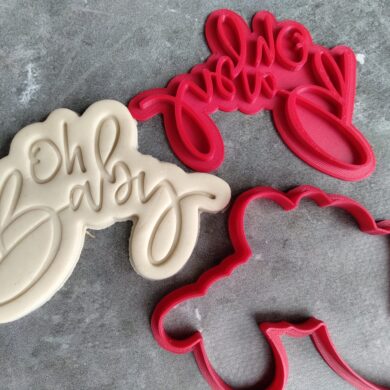 Oh Baby Text Cookie Cutter and Fondant Text Embosser Stamp