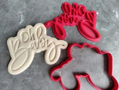 Oh Baby Text Cookie Cutter and Fondant Text Embosser Stamp