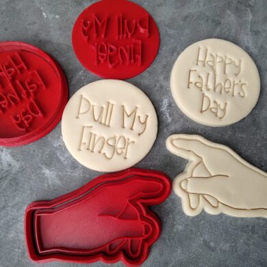 Pull my Finger - Happy Fathers Day with Hand Cookie Cutter and Fondant Stamp Embosser Set - Fathers Day