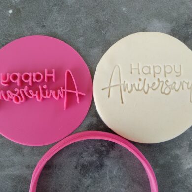 Happy Anniversary Cookie Fondant Stamp Embosser and Cutter