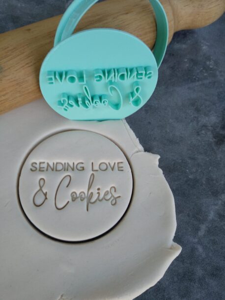 Sending Love and Cookies Cookie Fondant Embosser Imprint Stamp and Cutter