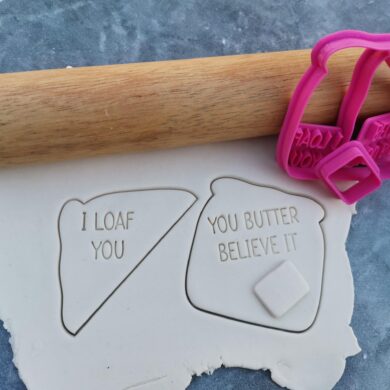 I Loaf You - Bread / Fairy Bread Cookie Cutter and Fondant Embosser imprint Stamp (5 Piece Set)