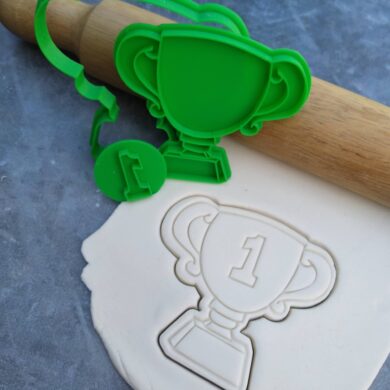Trophy Cookie Fondant Embosser Imprint Stamp and Cookie Cutter Set