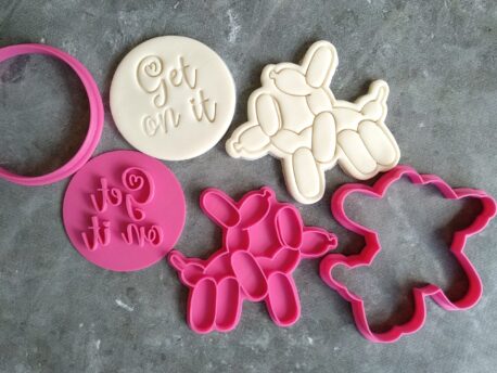 Adult Balloon Dogs Stamp and Cutter Set - Get On It -  Valentines Day Cookie Fondant Embosser