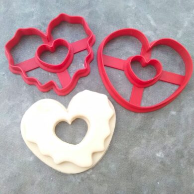 Heart Shaped Doughnut Cookie Fondant Cutter Embosser Stamp and Cookie Cutter Donut