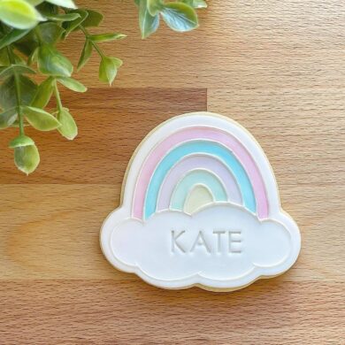 Rainbow Plaque Cookie Cutter and Fondant Raised Detail Embosser Stamp
