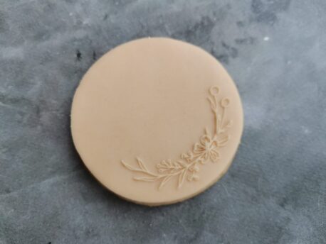 Floral Quarter Wreath Fondant Cookie Stamp with Raised Detail