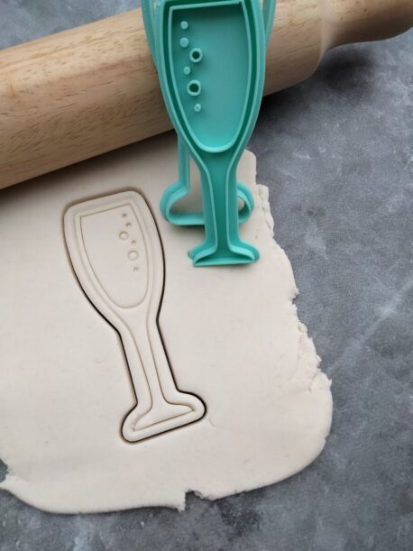 Champagne Flute with bubbles Fondant Embosser Imprint Stamp & Cookie Cutter Champagne Glass Champas 