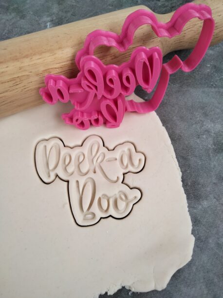 Peek-a-Boo Text Cookie Fondant Embosser Stamp and Cutter Baby Shower Cookie Cutter