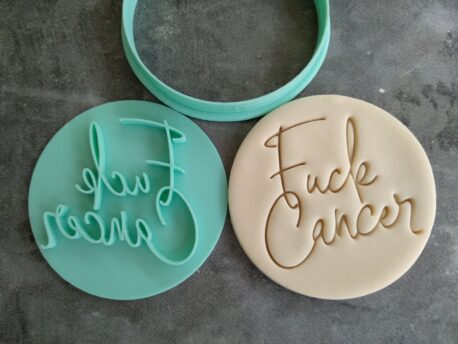 F**k Cancer / Cancer Awareness Cookie Fondant Embosser Stamps and Cutter