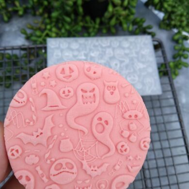 Halloween Spooky Pattern Fondant Cookie Stamp with Raised Detail