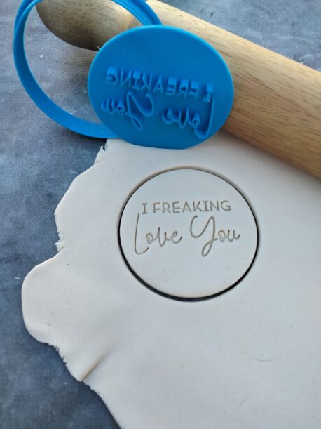 I Freaking Love You Cookie Fondant Embosser Imprint Stamp and Cutter - Valentines Day Birthday 