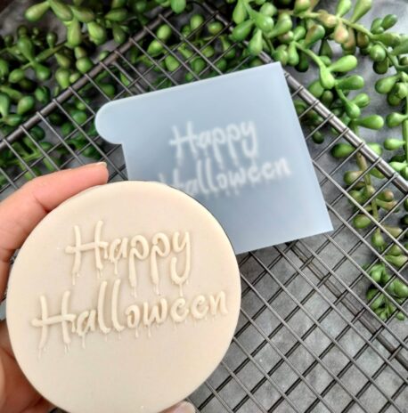 Happy Halloween Fondant Cookie Stamp with Raised Detail