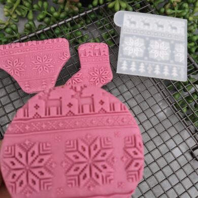 Ugly Christmas Sweater Pattern Fondant Cookie Stamp with Raised Detail