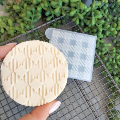 Gingham Pattern Fondant Cookie Stamp with Raised Detail