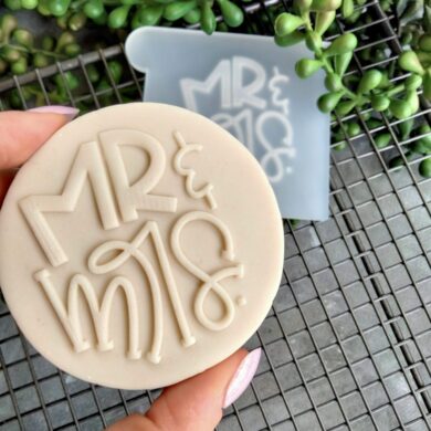 Mr & Mrs Fondant Cookie Stamp with Raised Detail