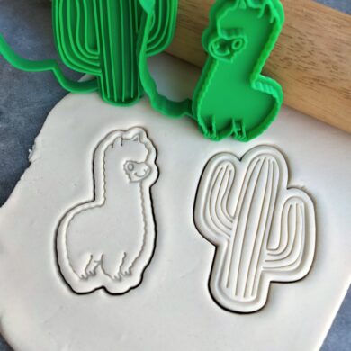 Mini Llama and Cactus Cookie Cutter and Fondant Embosser Set